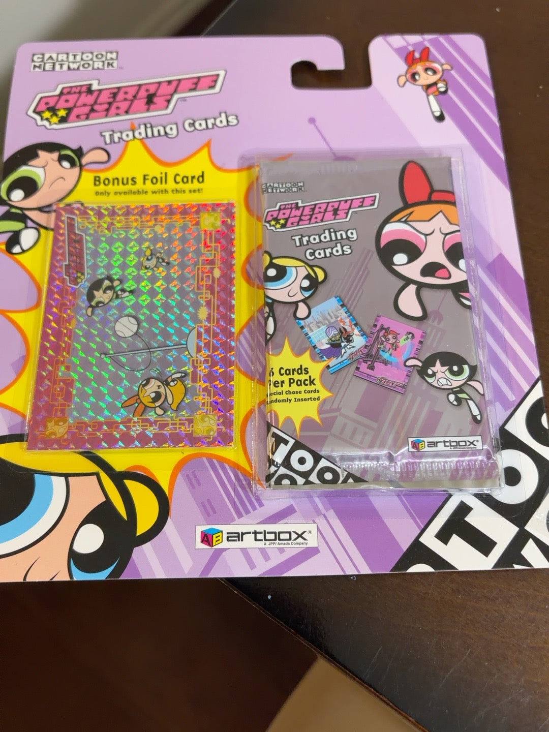 Sealed Powerpuff Girls trading cards blister pack with bonus foil