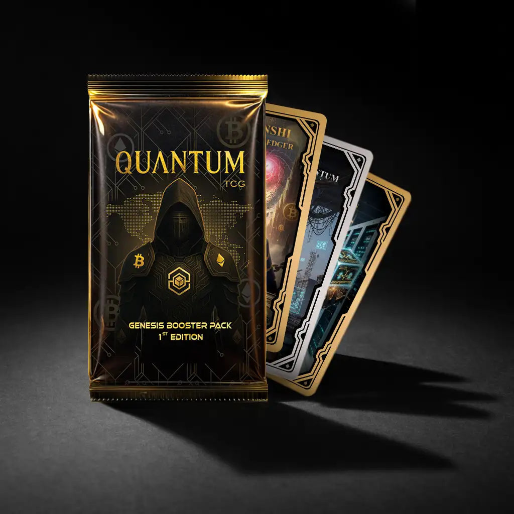 Illustrative possible contents: sealed Quantum TCG Genesis booster pack; not guaranteed in a mystery bag.