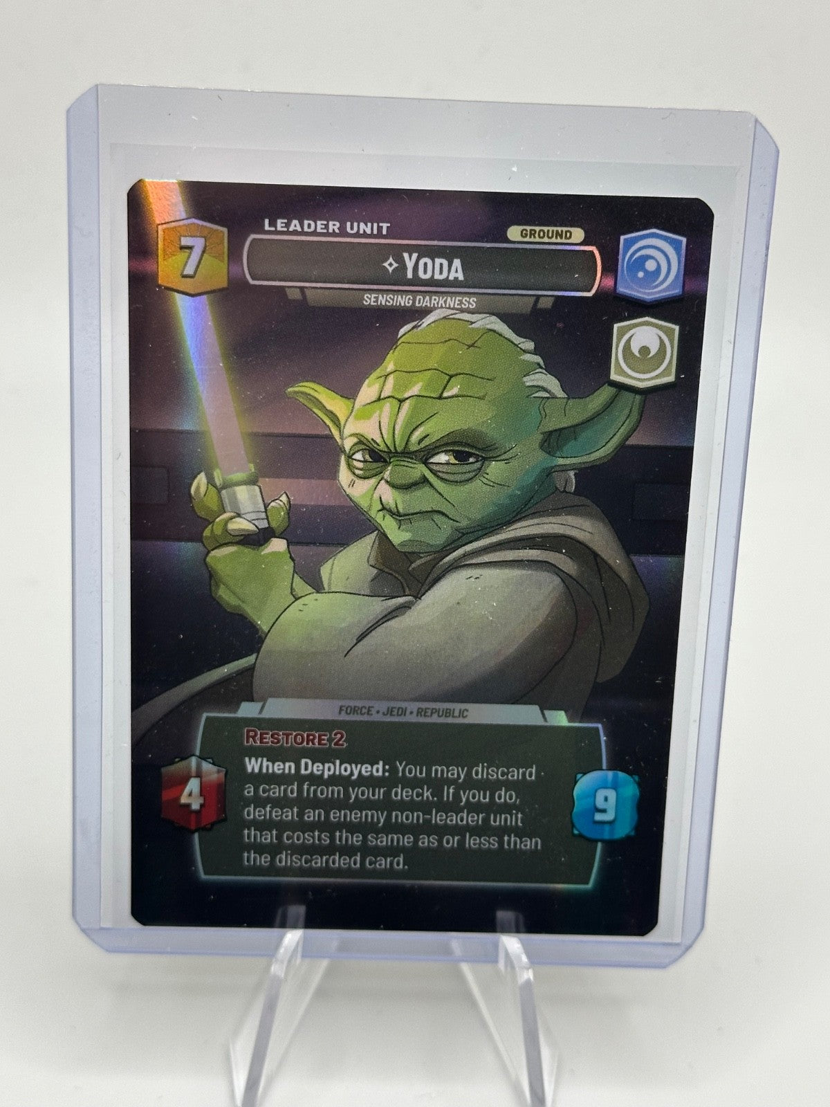 Illustrative Star Wars Unlimited trading card; singles vary